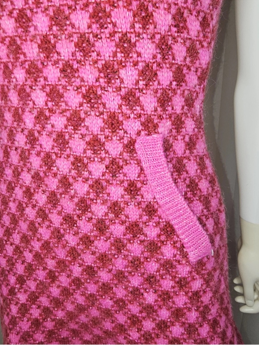 ZARA Hot Pink Plaid Knit Mini Dress - Picture 6 of 6
